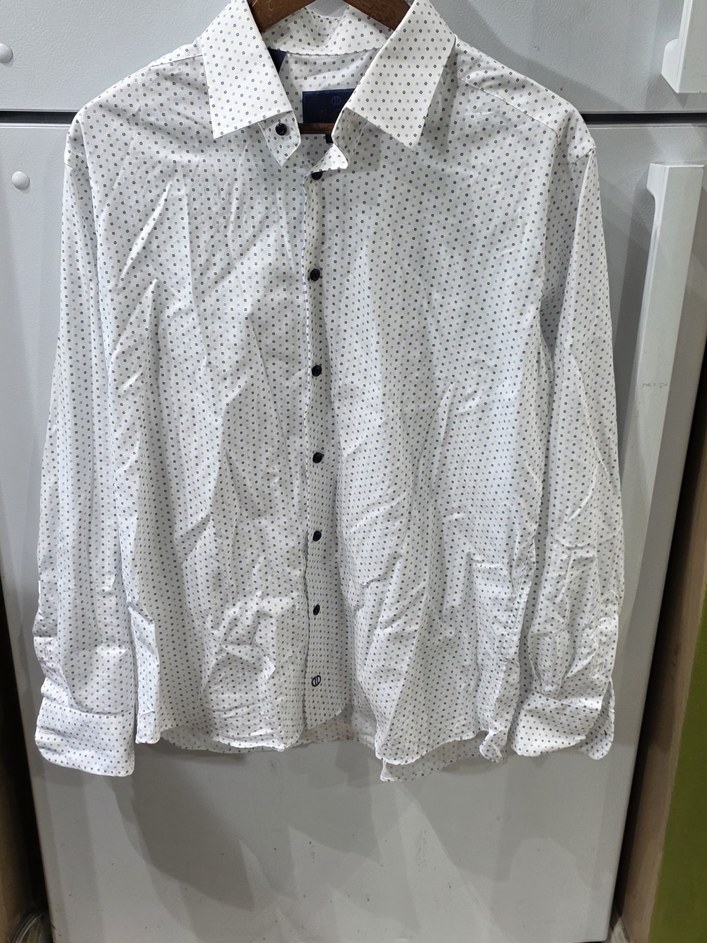 Men's White Micro-Pattern Button-Down Shirt